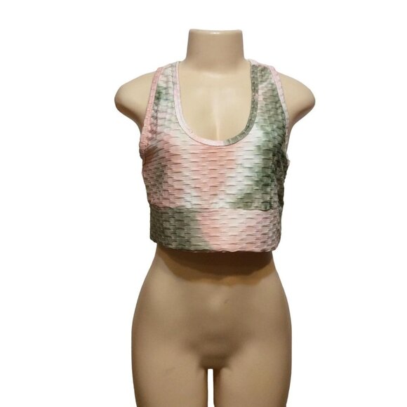 Jolie & Joy Women Crop Top  XL Pink Green 95% Polyester 5% Spandex - Picture 1 of 5